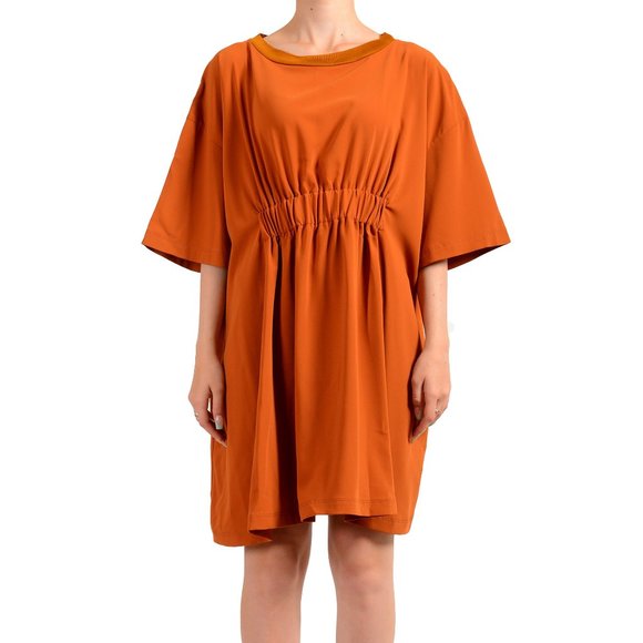 Maison Margiela MM6 Women's Brown Short Sleeve A-Line Dress US M IT 42